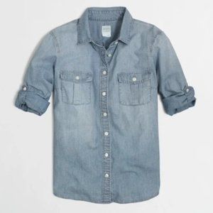 J. Crew Factory perfect fit denim long sleeve shirt
